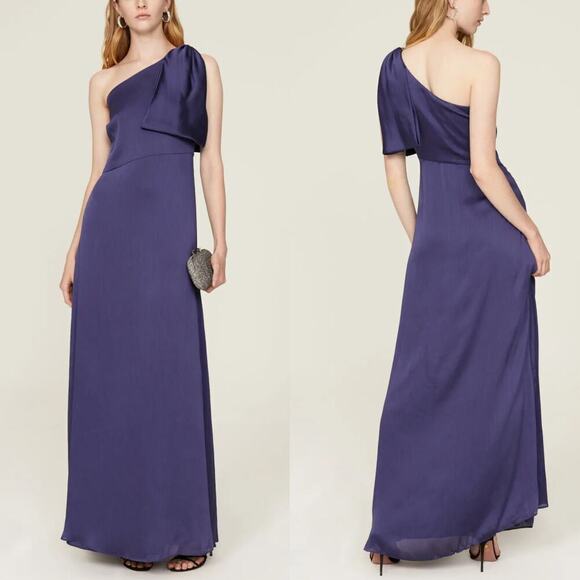 Sachin + Babi Chelsea Dress Crinkle One Shoulder Maxi Gown Deep Cobalt Blue 2 - Picture 1 of 7